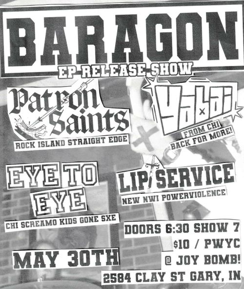 Baragon EP Release w/ Patron Saints, Yabai, Eye to Eye, Lip Service in NWI