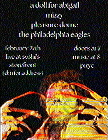 a doll for abigail, mizzy, pleasure dome, and the philadelphia eagles at sushi’s storefront